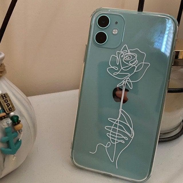 Rose Line Art Clear Phone Case - Image 28
