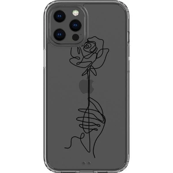 Rose Line Art Clear Phone Case - Image 3