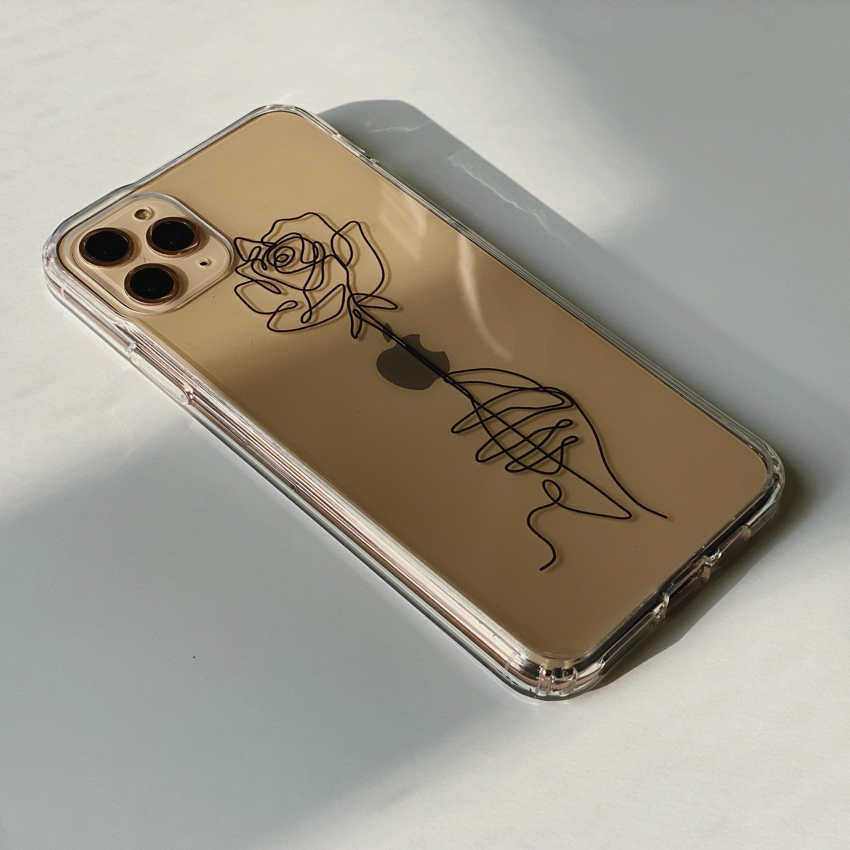 Rose Line Art Clear Phone Case - Image 4