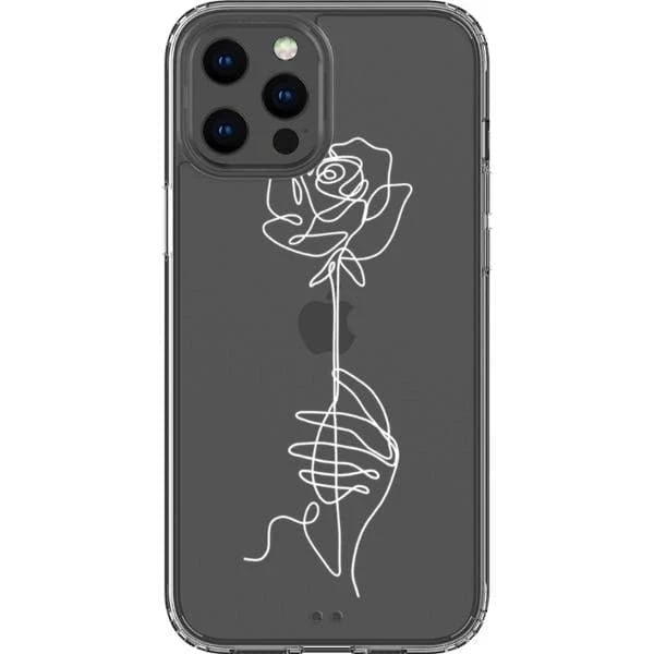Rose Line Art Clear Phone Case - Image 5