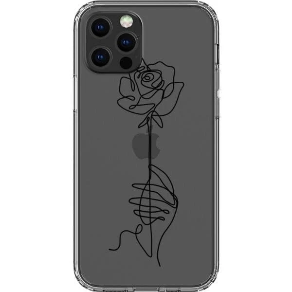Rose Line Art Clear Phone Case - Image 6