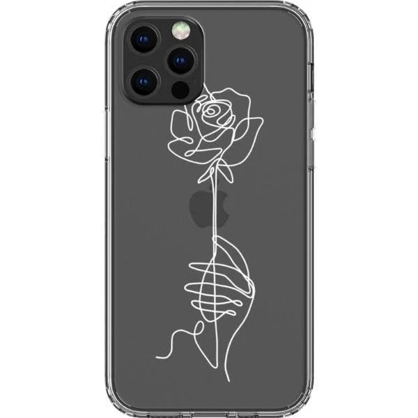 Rose Line Art Clear Phone Case - Image 7