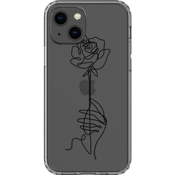 Rose Line Art Clear Phone Case - Image 8
