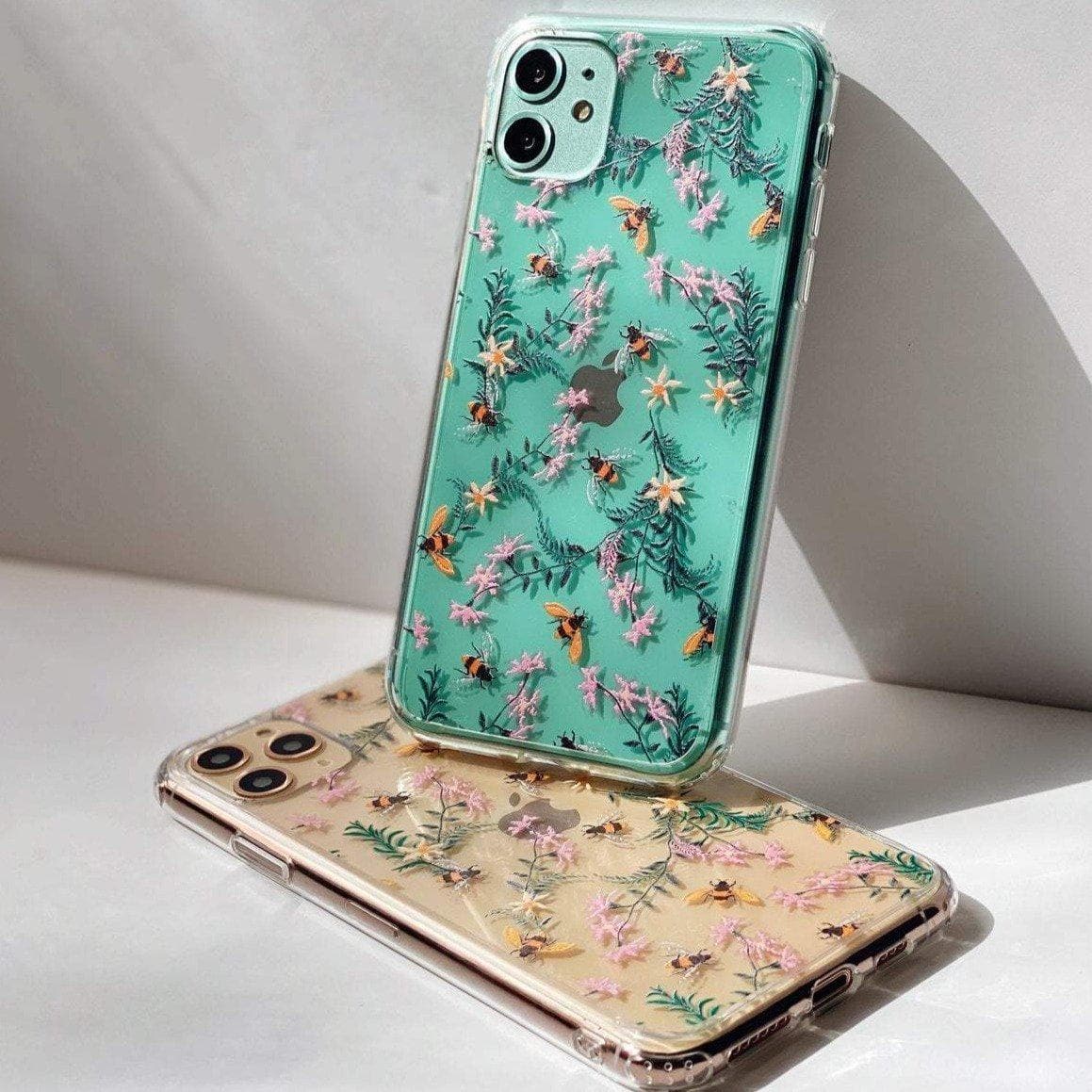 Stitched Bees Clear Phone Case - Image 3