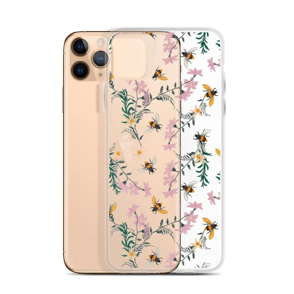 Stitched Bees Clear Phone Case - Image 5
