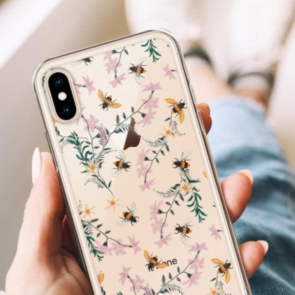 Stitched Bees Clear Phone Case - Image 6