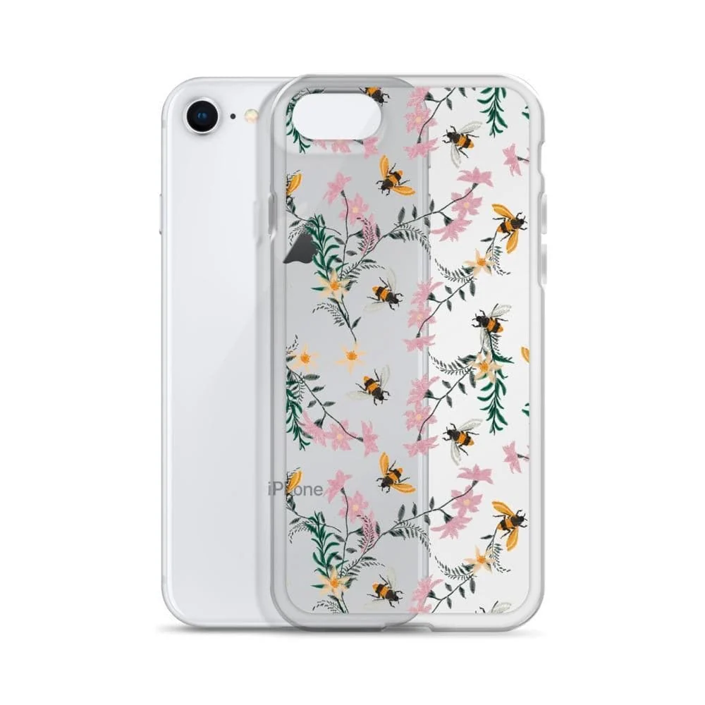 Stitched Bees Clear Phone Case - Image 7