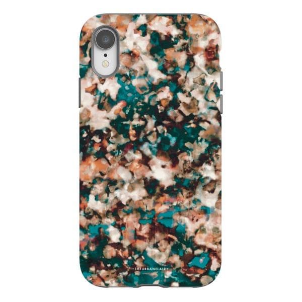 Teal Cream Tortoise Shell Print Tough Phone Case - Image 26