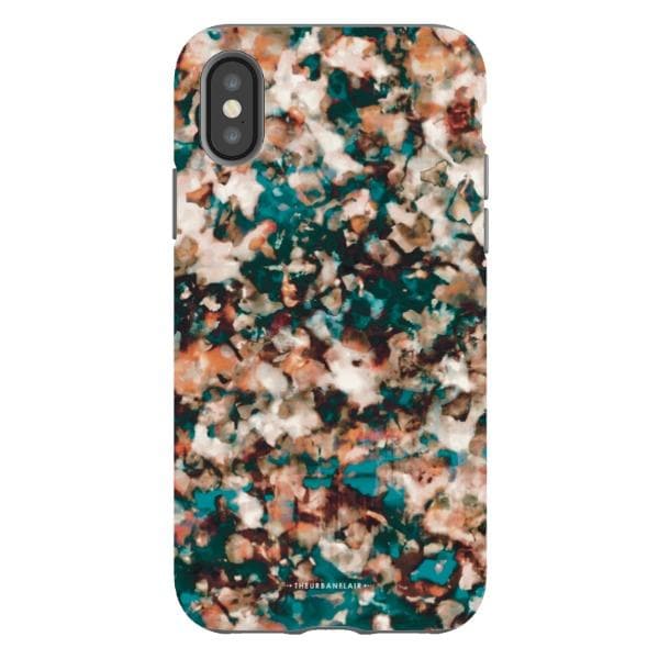Teal Cream Tortoise Shell Print Tough Phone Case - Image 28