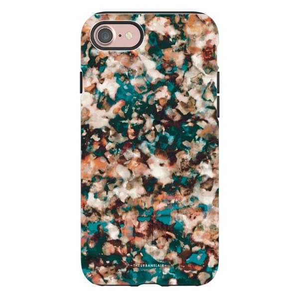 Teal Cream Tortoise Shell Print Tough Phone Case - Image 31