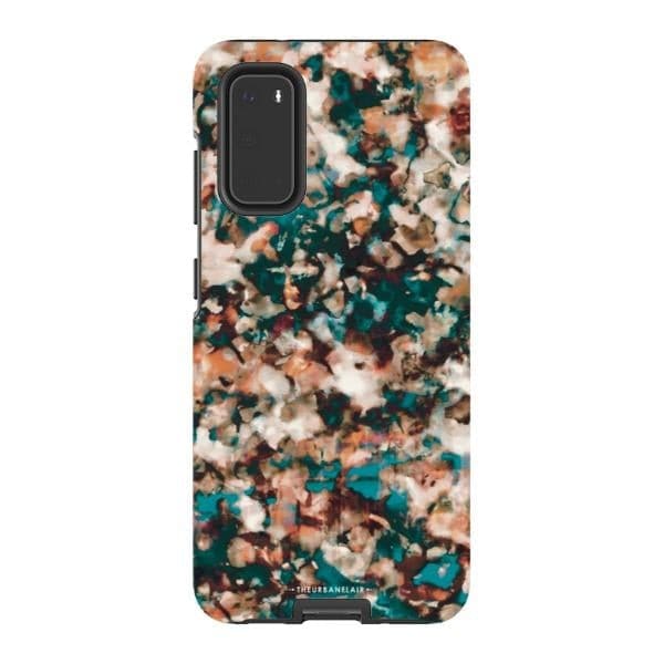 Teal Cream Tortoise Shell Print Tough Phone Case - Image 33