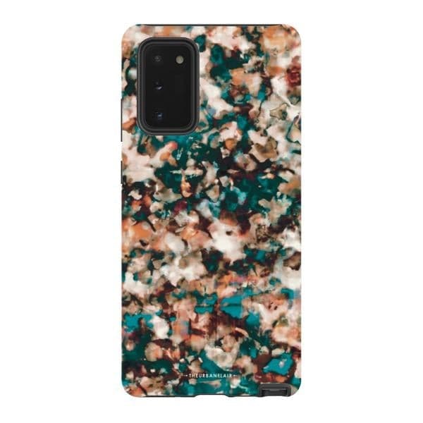 Teal Cream Tortoise Shell Print Tough Phone Case - Image 37