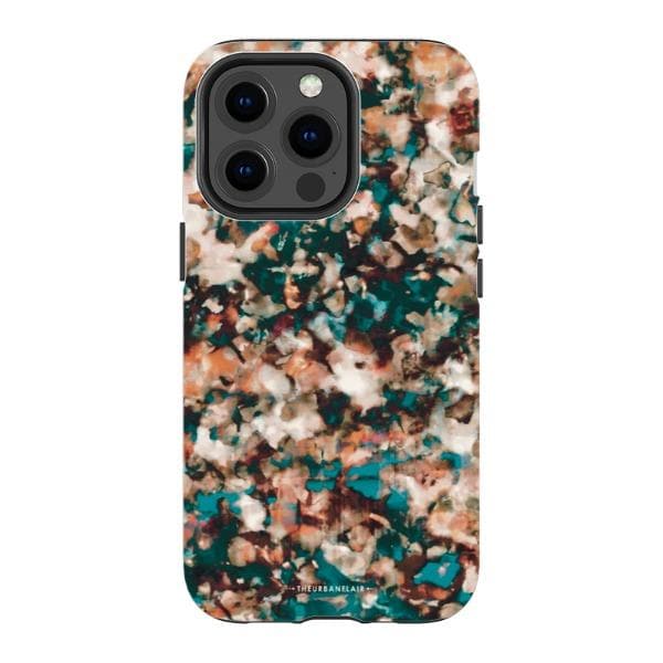 Teal Cream Tortoise Shell Print Tough Phone Case - Image 4