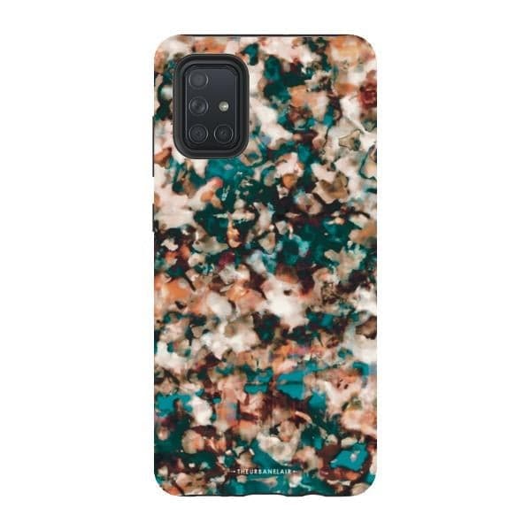 Teal Cream Tortoise Shell Print Tough Phone Case - Image 46