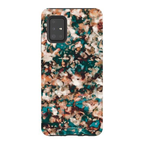 Teal Cream Tortoise Shell Print Tough Phone Case - Image 49