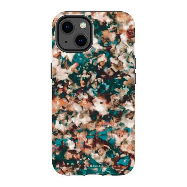 Teal Cream Tortoise Shell Print Tough Phone Case - Image 5