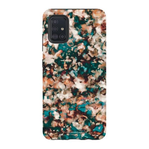 Teal Cream Tortoise Shell Print Tough Phone Case - Image 51