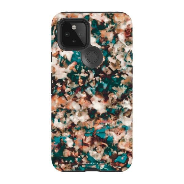 Teal Cream Tortoise Shell Print Tough Phone Case - Image 53