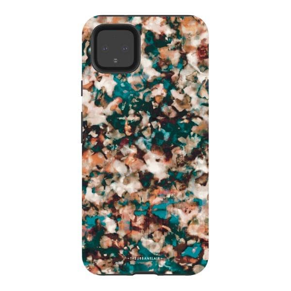 Teal Cream Tortoise Shell Print Tough Phone Case - Image 55