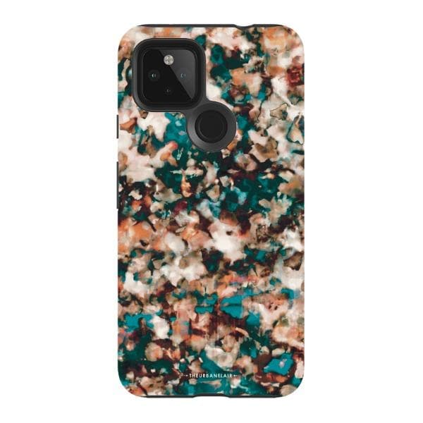 Teal Cream Tortoise Shell Print Tough Phone Case - Image 57