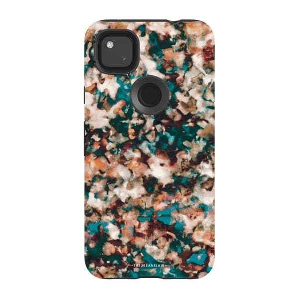 Teal Cream Tortoise Shell Print Tough Phone Case - Image 59