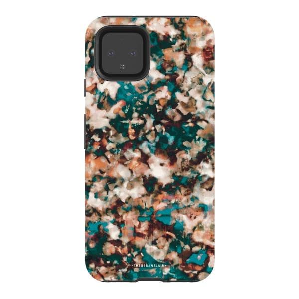Teal Cream Tortoise Shell Print Tough Phone Case - Image 60