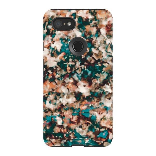 Teal Cream Tortoise Shell Print Tough Phone Case - Image 62