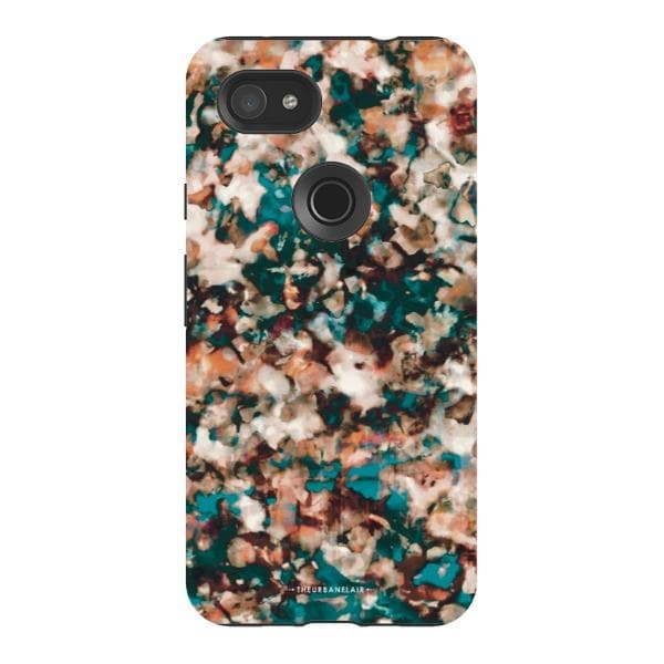 Teal Cream Tortoise Shell Print Tough Phone Case - Image 64