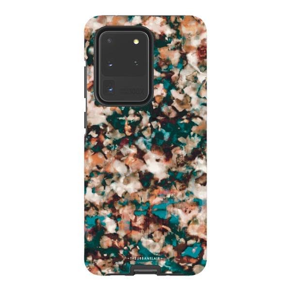 Teal Cream Tortoise Shell Print Tough Phone Case - Image 66