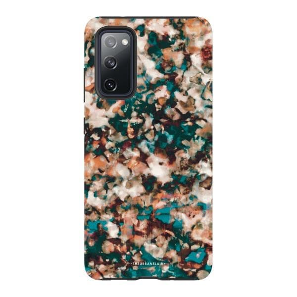 Teal Cream Tortoise Shell Print Tough Phone Case - Image 68