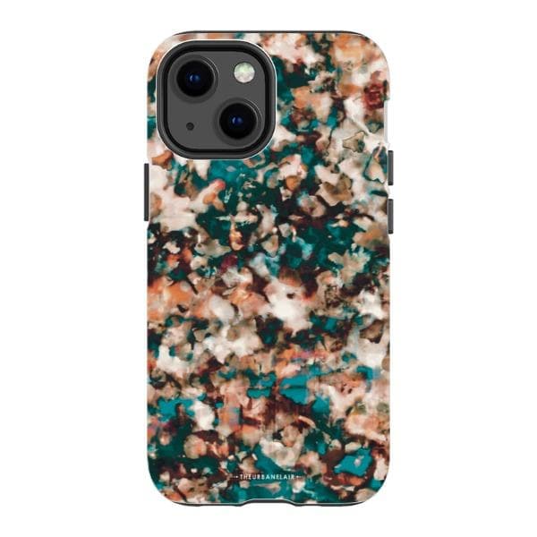 Teal Cream Tortoise Shell Print Tough Phone Case - Image 7