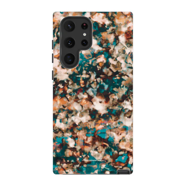 Teal Cream Tortoise Shell Print Tough Phone Case - Image 73