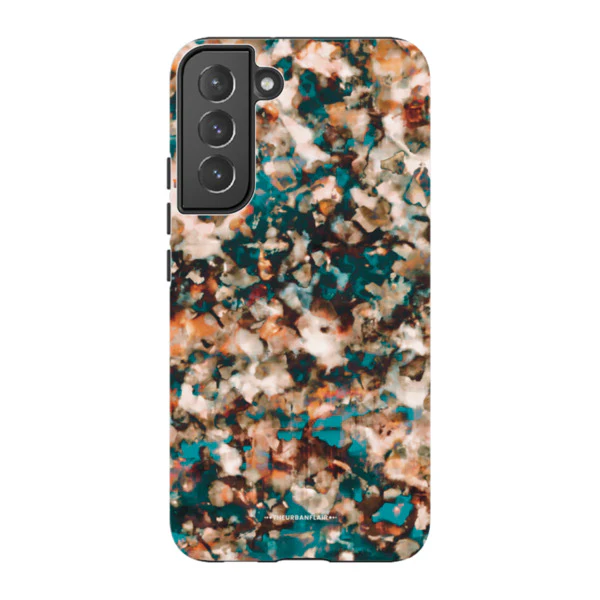 Teal Cream Tortoise Shell Print Tough Phone Case - Image 75