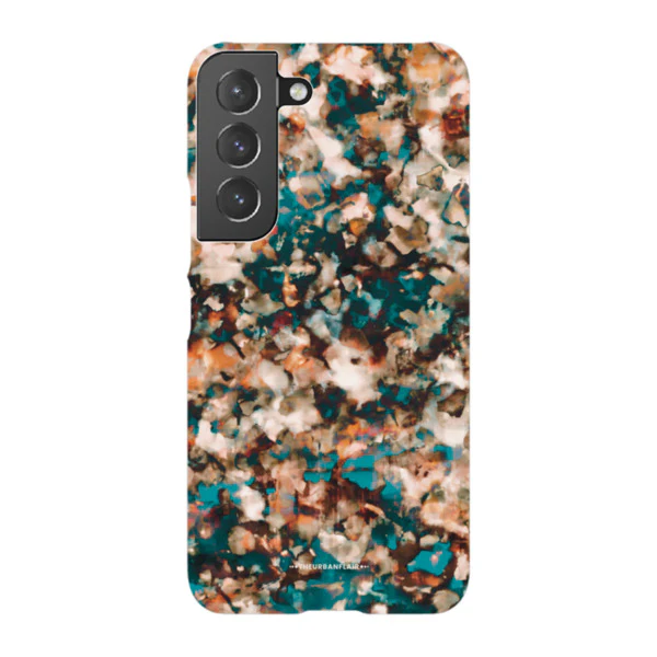 Teal Cream Tortoise Shell Print Tough Phone Case - Image 77