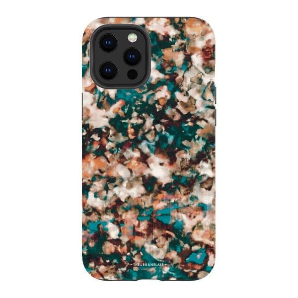 Teal Cream Tortoise Shell Print Tough Phone Case - Image 9