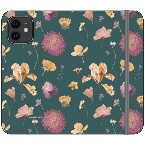 Teal Pressed Flowers Print Wallet Phone Case - Image 10