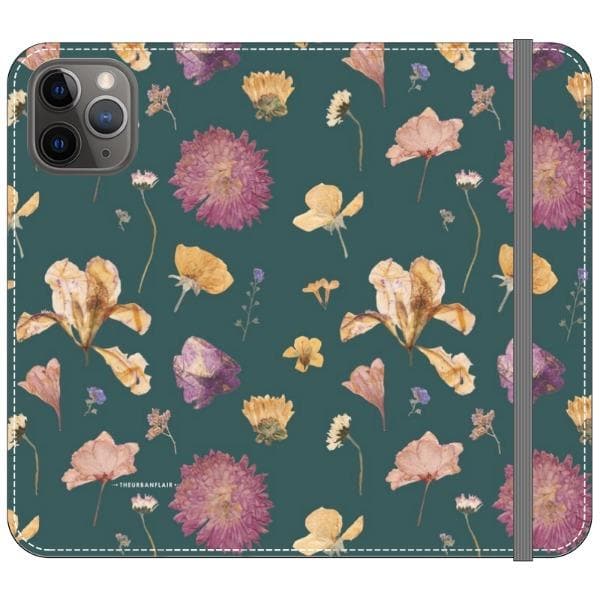 Teal Pressed Flowers Print Wallet Phone Case - Image 13