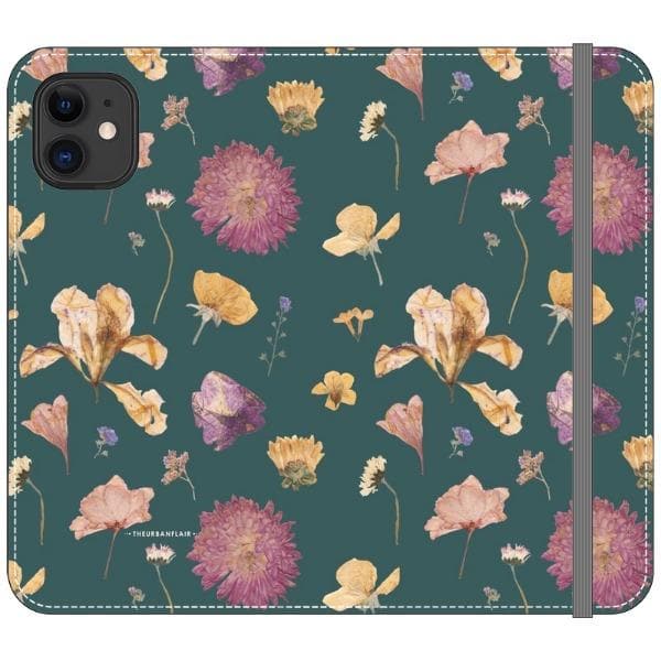 Teal Pressed Flowers Print Wallet Phone Case - Image 14