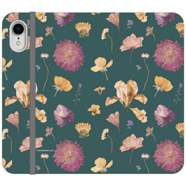 Teal Pressed Flowers Print Wallet Phone Case - Image 15