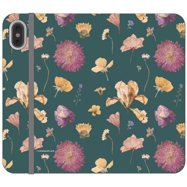 Teal Pressed Flowers Print Wallet Phone Case - Image 16