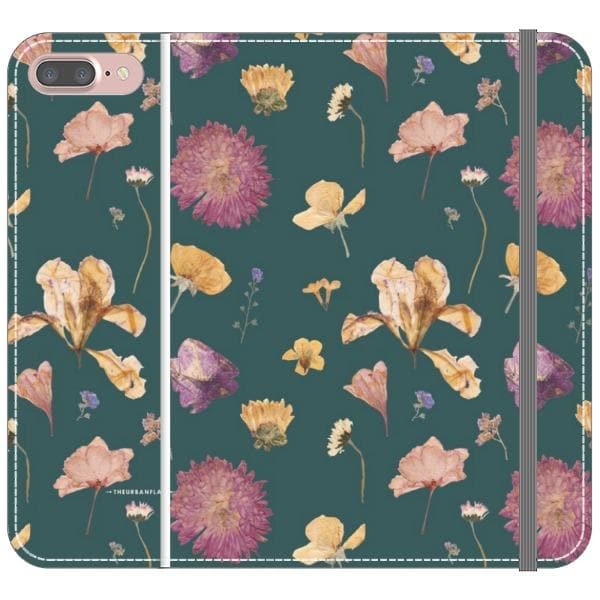 Teal Pressed Flowers Print Wallet Phone Case - Image 18