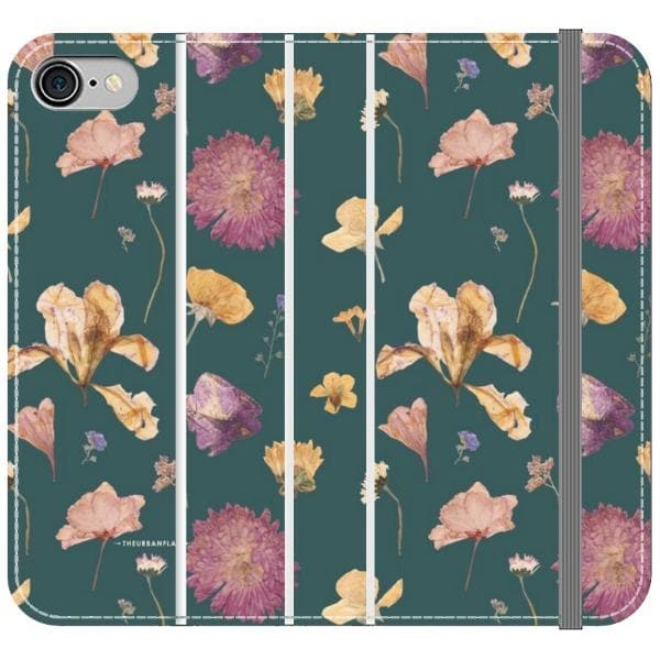 Teal Pressed Flowers Print Wallet Phone Case - Image 19