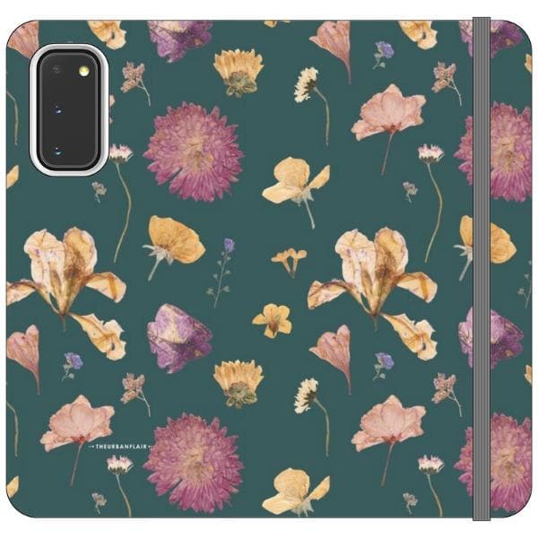 Teal Pressed Flowers Print Wallet Phone Case - Image 22