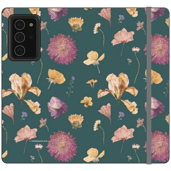 Teal Pressed Flowers Print Wallet Phone Case - Image 26
