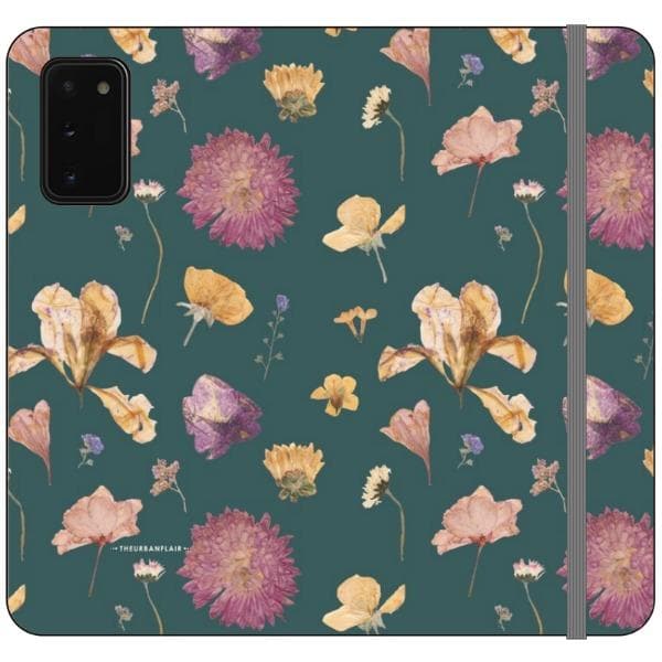 Teal Pressed Flowers Print Wallet Phone Case - Image 27