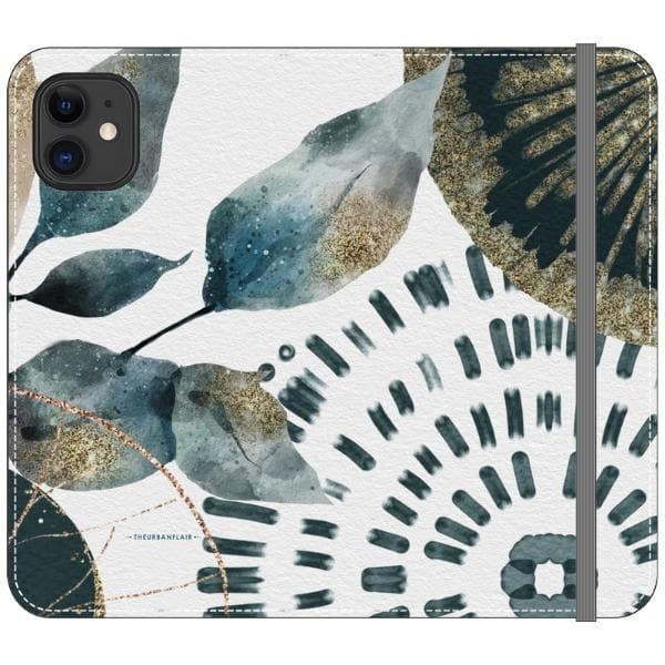 Teal Watercolor Abstract Collage Wallet Phone Case - Image 12