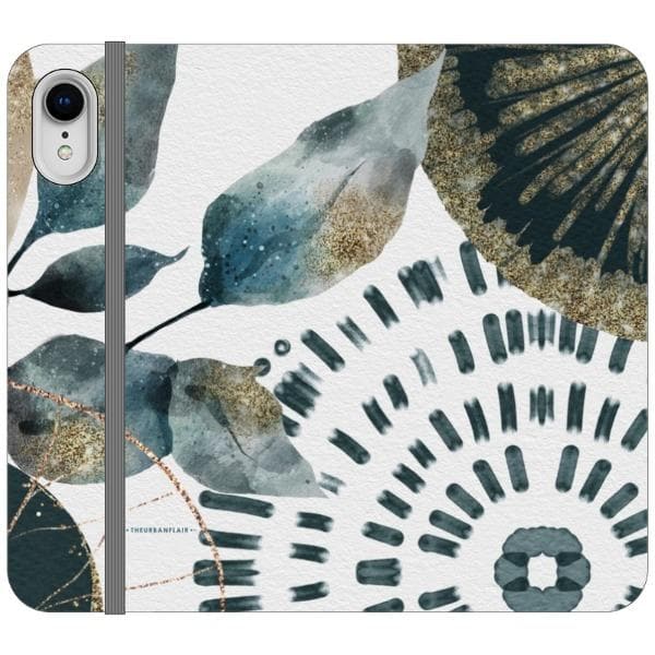 Teal Watercolor Abstract Collage Wallet Phone Case - Image 13