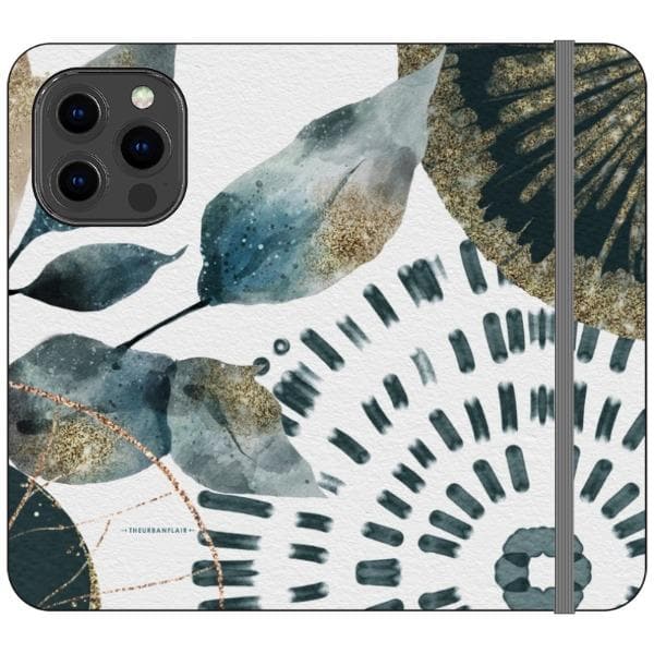 Teal Watercolor Abstract Collage Wallet Phone Case - Image 3
