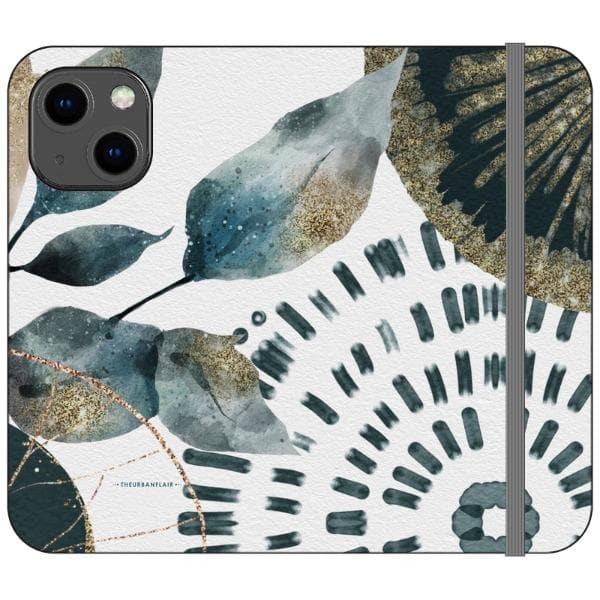 Teal Watercolor Abstract Collage Wallet Phone Case - Image 5