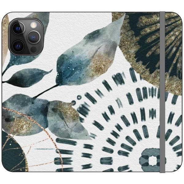 Teal Watercolor Abstract Collage Wallet Phone Case - Image 6